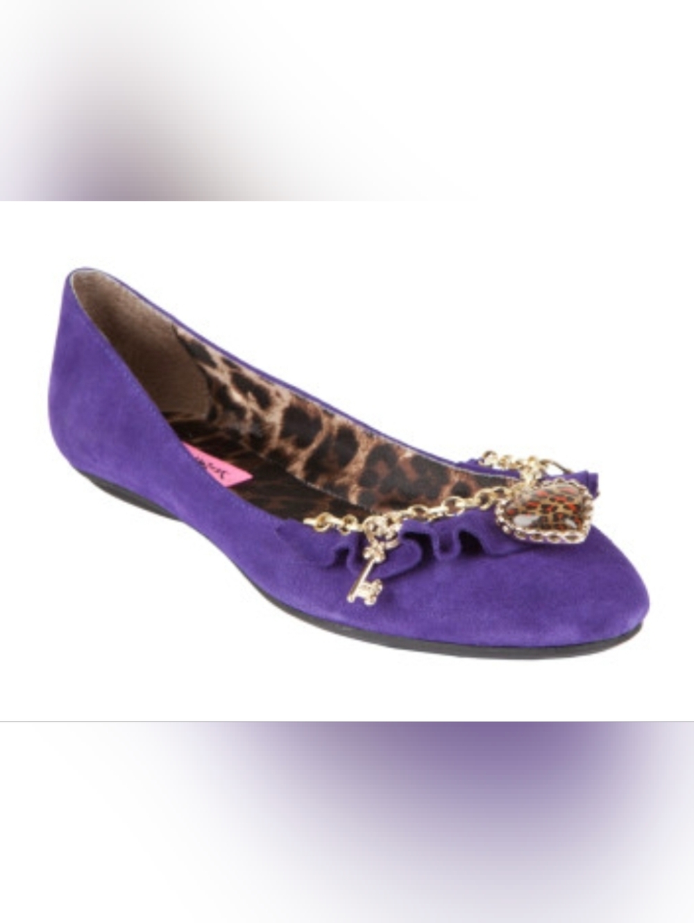 Betsey Johnson Vintage Purple Suede Ballet Flats w/Gold Chains/Charms Size 8.5
